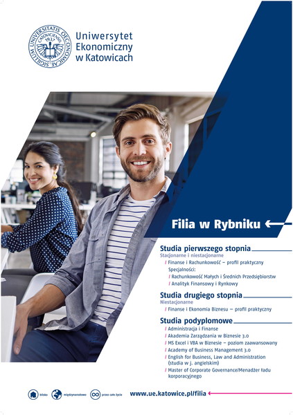 Plakat promocyjny rybnickiej Filii Uniwersytetu Ekonomicznego w Katowicach