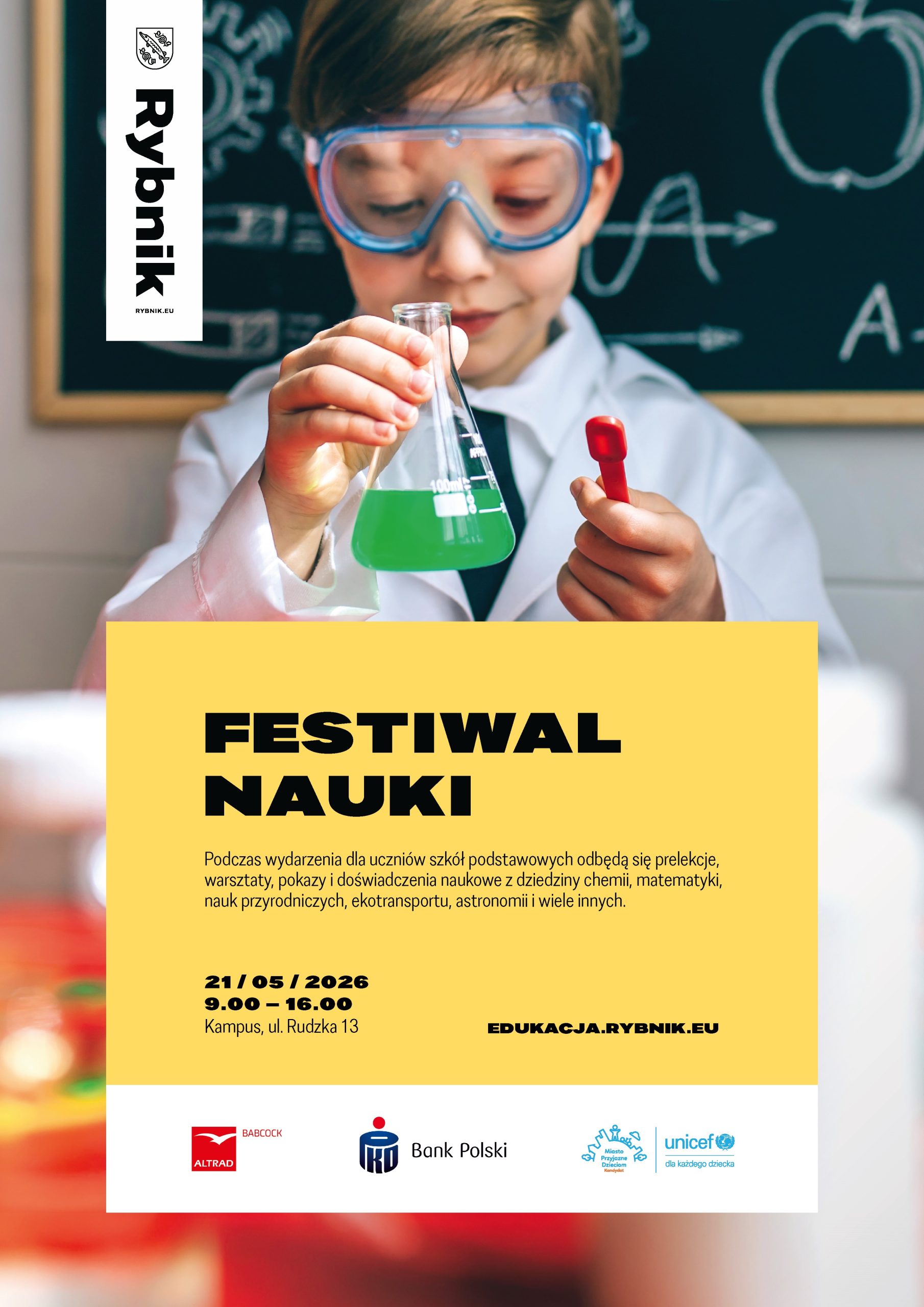 Festiwal Nauki
5 maja 2026, godzina 9:00 - 16:00
Kampus, ul. Rudzka 13